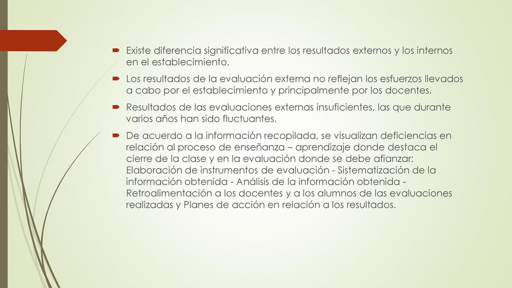 Existe diferencia significativa entre los resultados externos y los internos en el establecimiento.