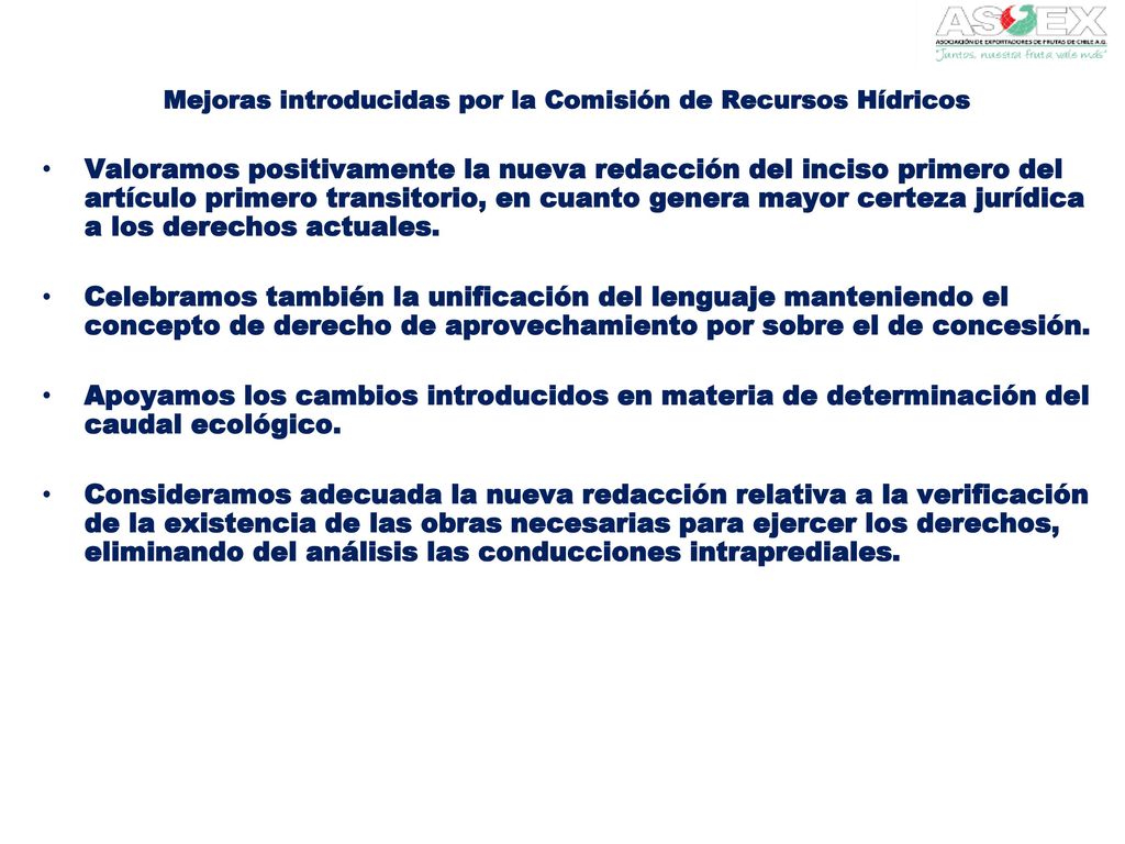 Mejoras introducidas por la Comisión de Recursos Hídricos
