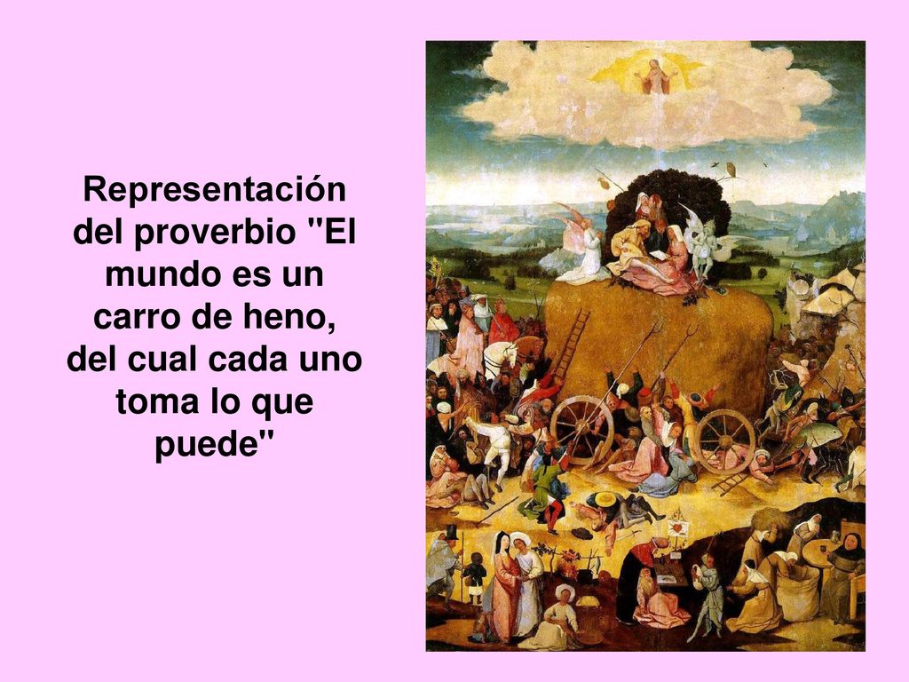 Representación del proverbio El mundo es un carro de heno, del cual cada uno toma lo que puede