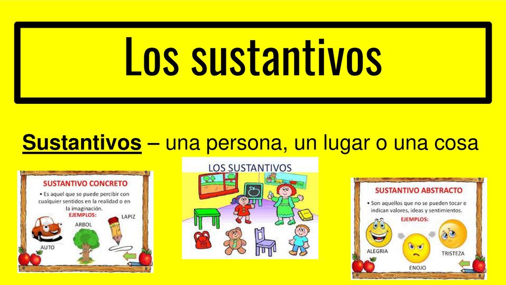 Los sustantivos Sustantivos – una persona, un lugar o una cosa