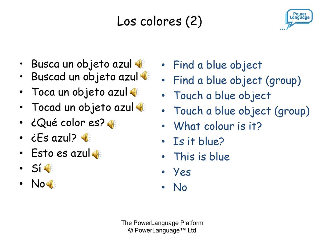 Los colores (2) Busca un objeto azul Find a blue object