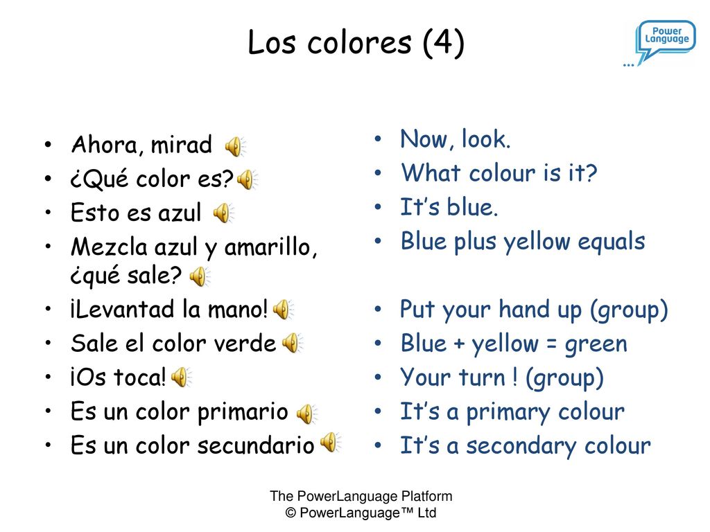 Los colores (4) Now, look. Ahora, mirad What colour is it