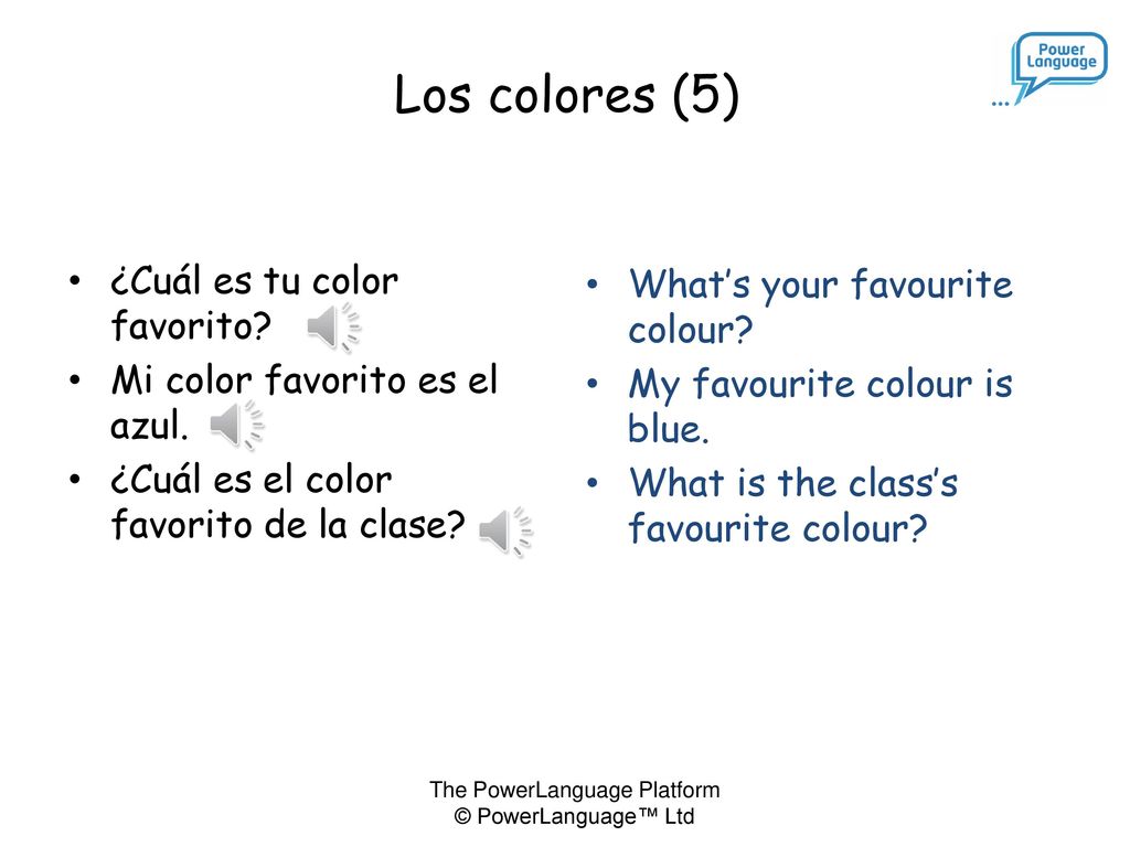 Los colores (5) ¿Cuál es tu color favorito