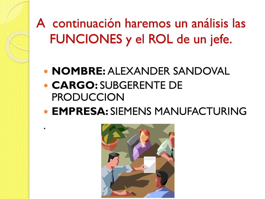 A continuación haremos un análisis las FUNCIONES y el ROL de un jefe.