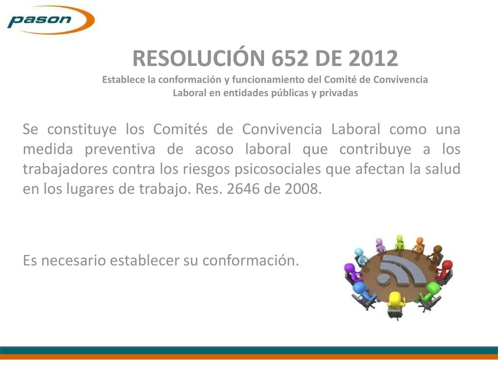 RESOLUCIÓN 652 DE 2012 Establece la conformación y funcionamiento del Comité de Convivencia Laboral en entidades públicas y privadas