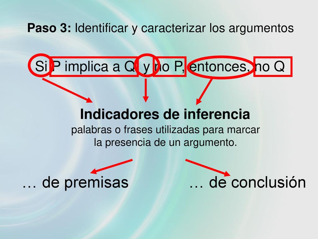 palabras o frases utilizadas para marcar la presencia de un argumento.