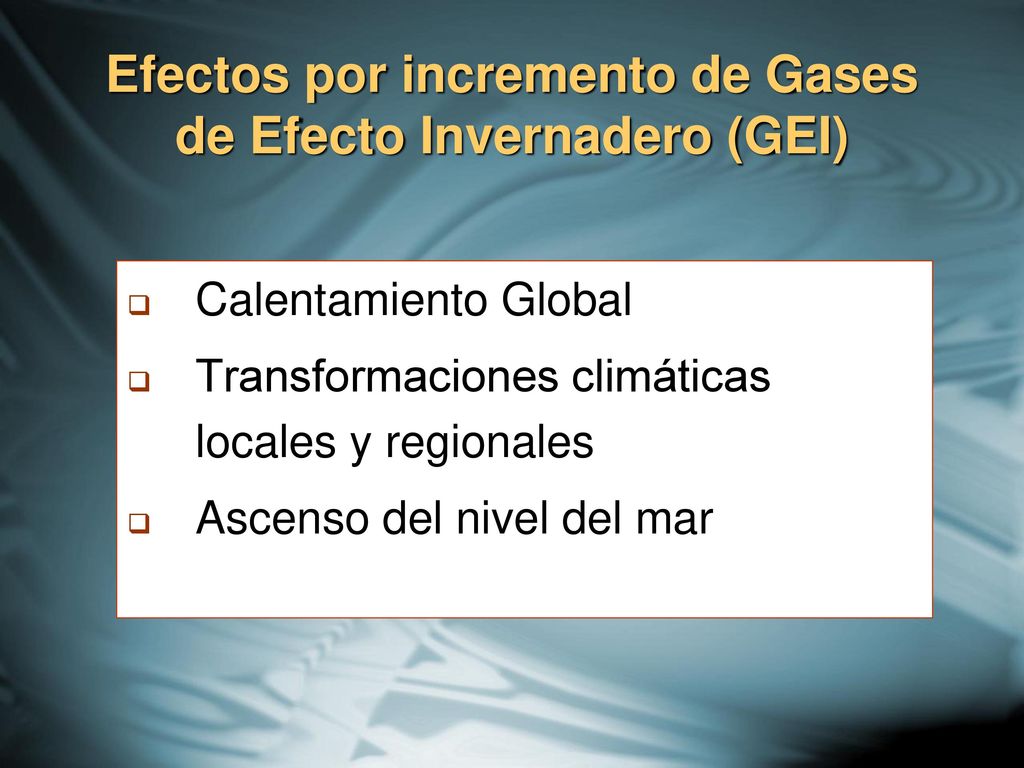 Efectos por incremento de Gases de Efecto Invernadero (GEI)