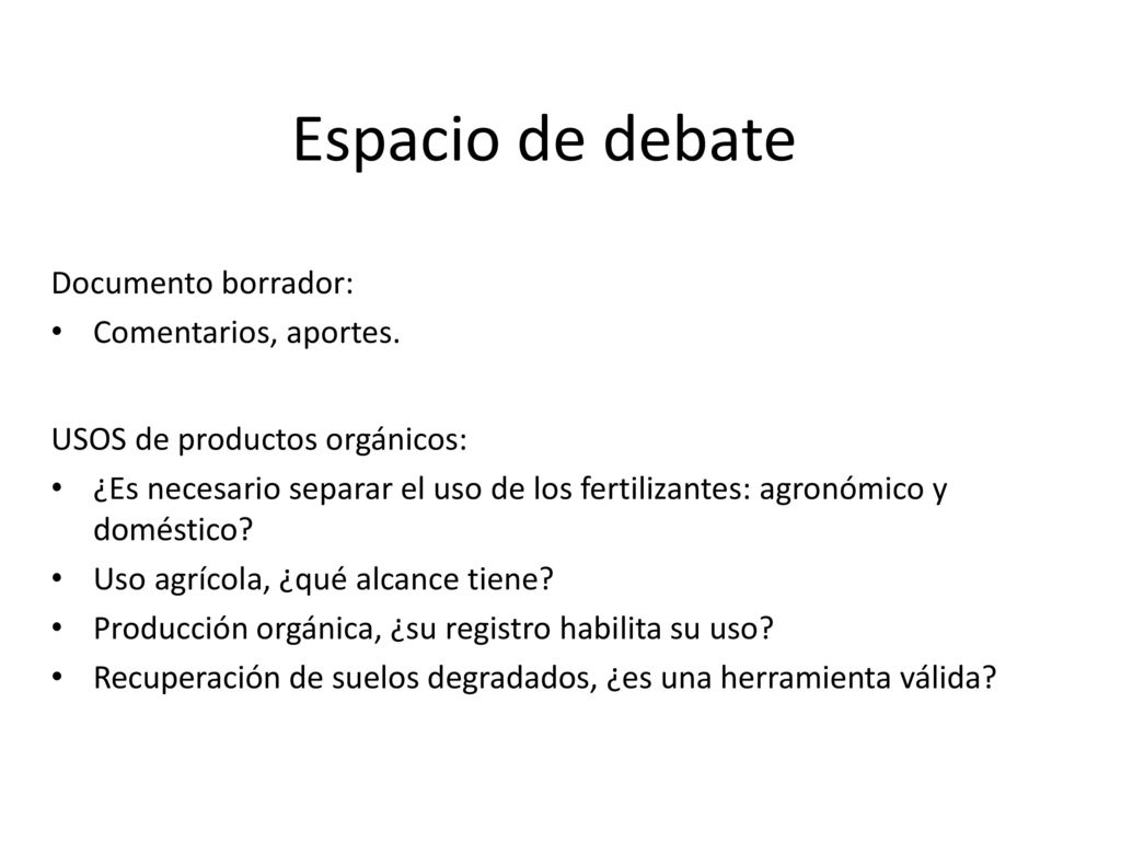 Espacio de debate Documento borrador: Comentarios, aportes.