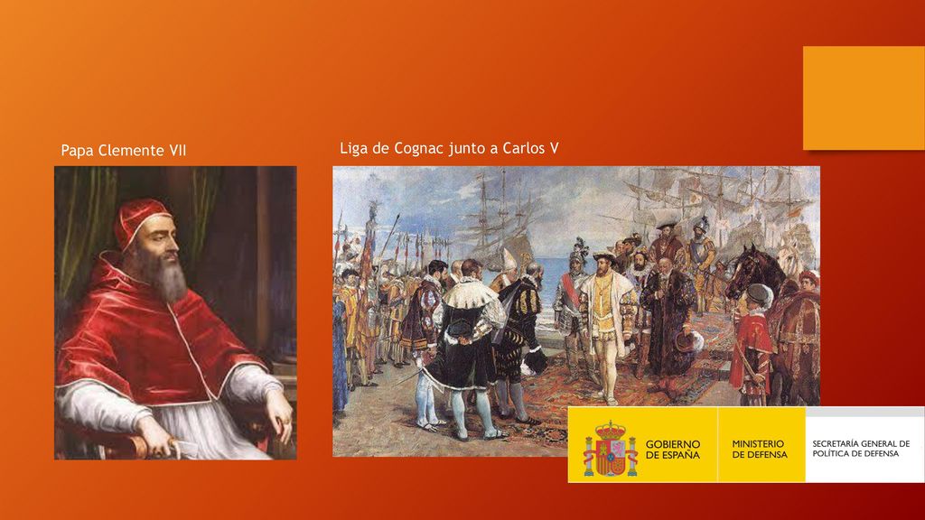 Papa Clemente VII Liga de Cognac junto a Carlos V