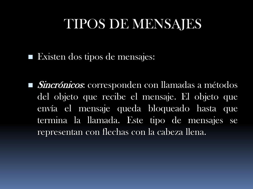 TIPOS DE MENSAJES Existen dos tipos de mensajes: