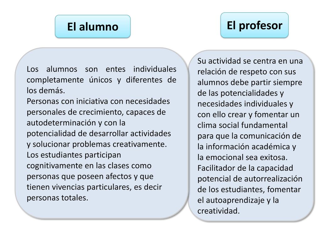 El profesor El alumno. Los alumnos son entes individuales completamente únicos y diferentes de los demás.