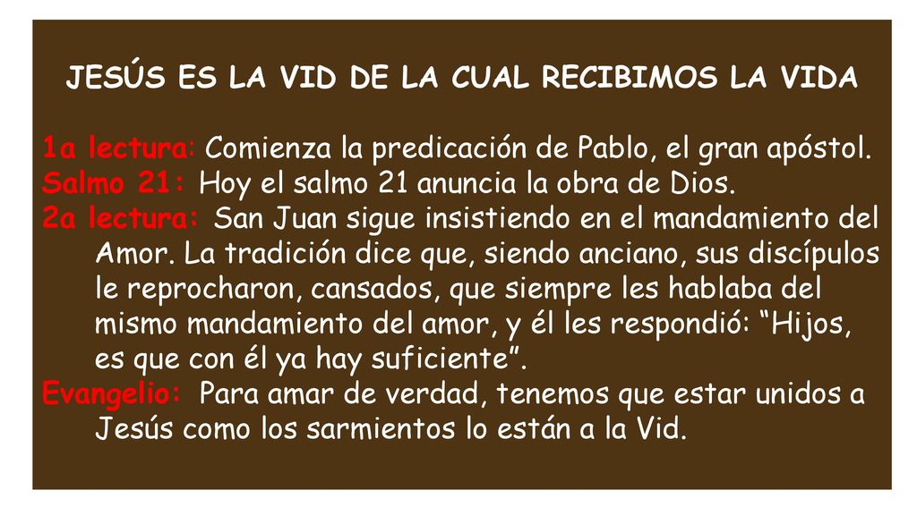JESÚS ES LA VID DE LA CUAL RECIBIMOS LA VIDA