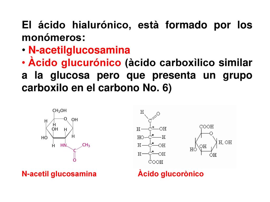 El ácido hialurónico, està formado por los monómeros: