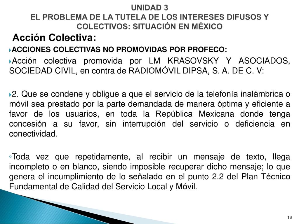 UNIDAD 3 EL PROBLEMA DE LA TUTELA DE LOS INTERESES DIFUSOS Y COLECTIVOS: SITUACIÓN EN MÉXICO