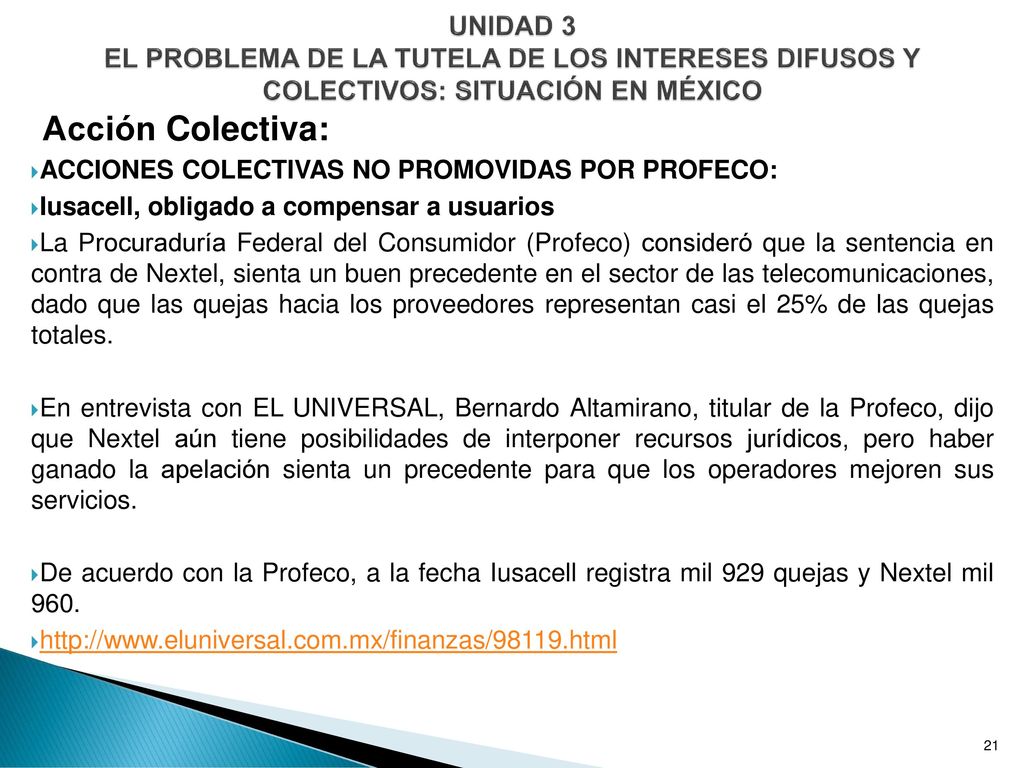 UNIDAD 3 EL PROBLEMA DE LA TUTELA DE LOS INTERESES DIFUSOS Y COLECTIVOS: SITUACIÓN EN MÉXICO