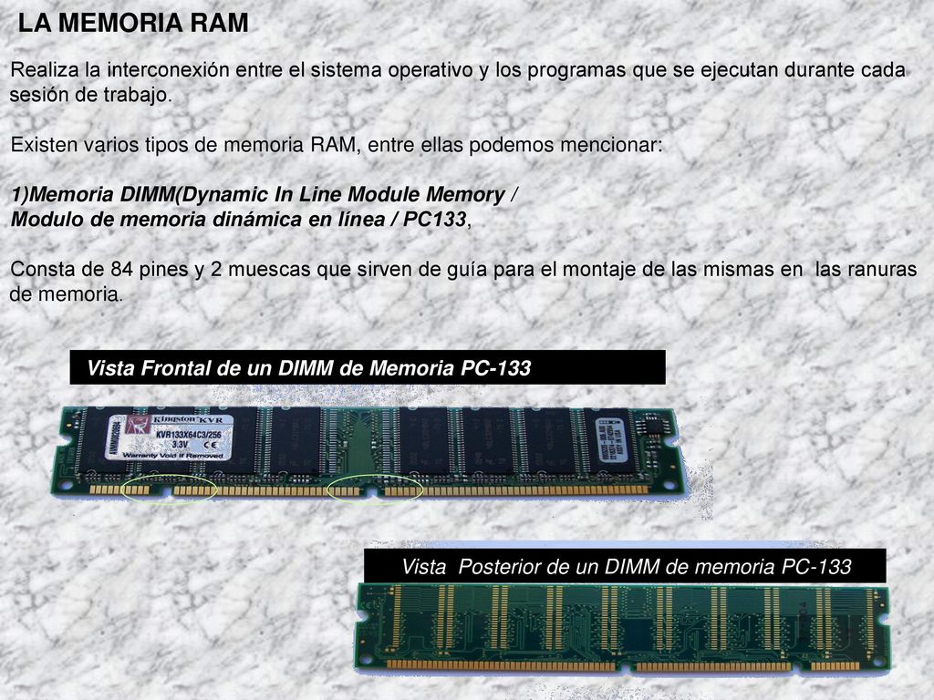 Vista Posterior de un DIMM de memoria PC-133