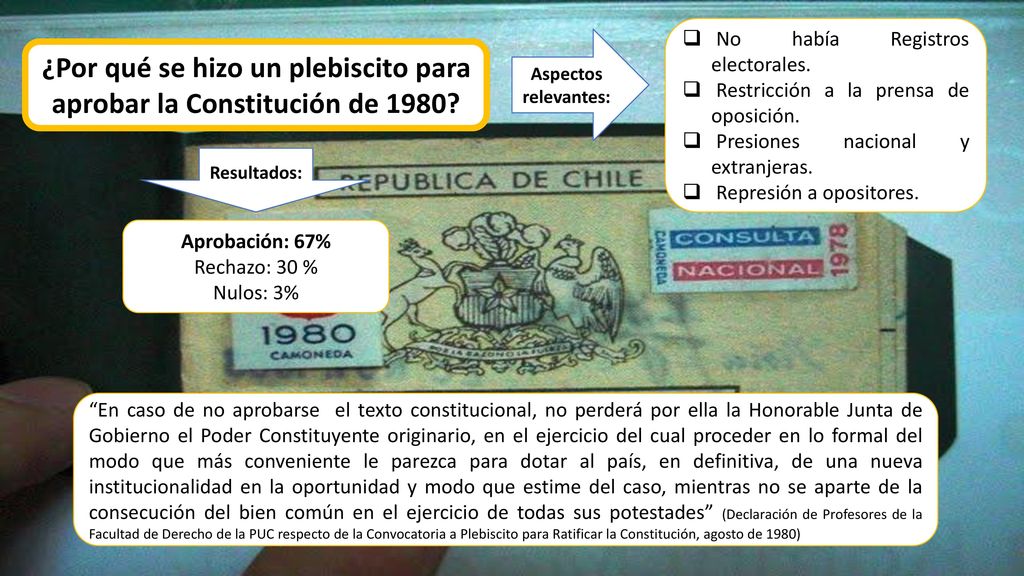 ¿Por qué se hizo un plebiscito para aprobar la Constitución de 1980