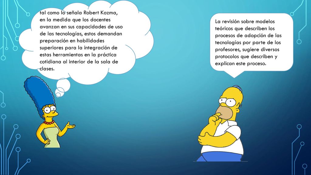 tal como lo señala Robert Kozma, en la medida que los docentes avanzan en sus capacidades de uso de las tecnologías, estos demandan preparación en habilidades superiores para la integración de estas herramientas en la práctica cotidiana al interior de la sala de clases.