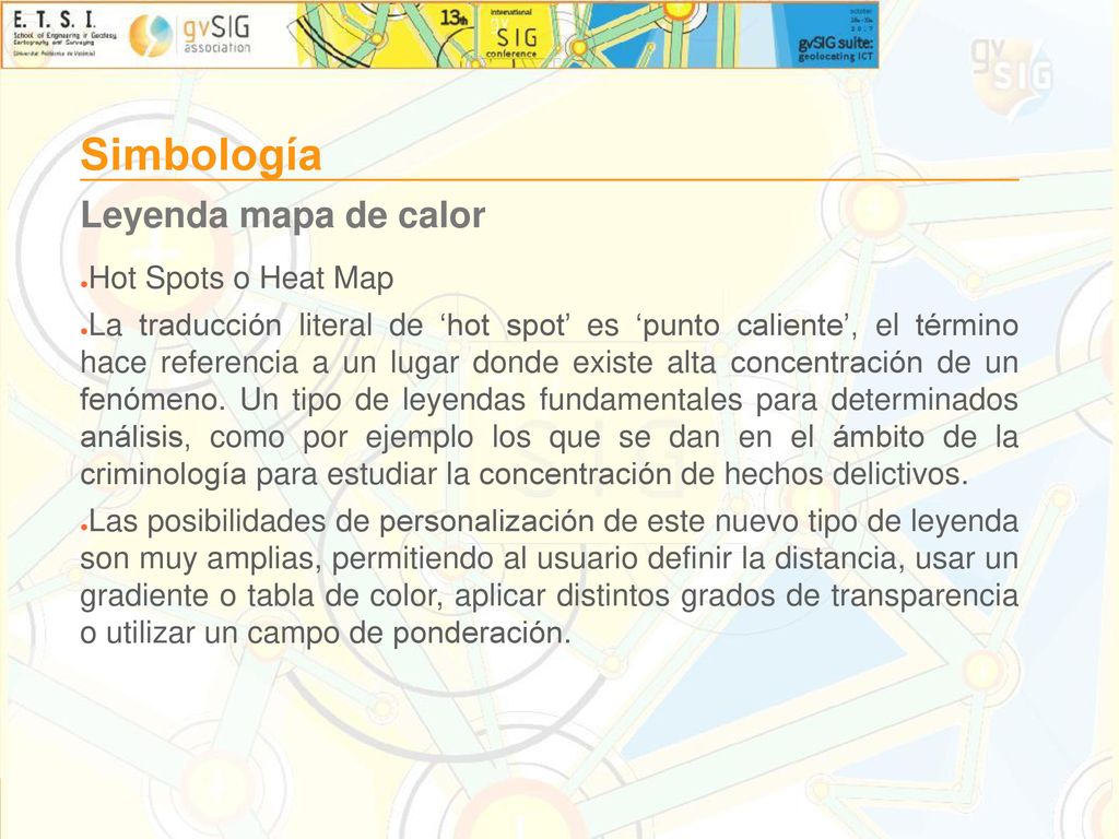 Simbología Leyenda mapa de calor Hot Spots o Heat Map