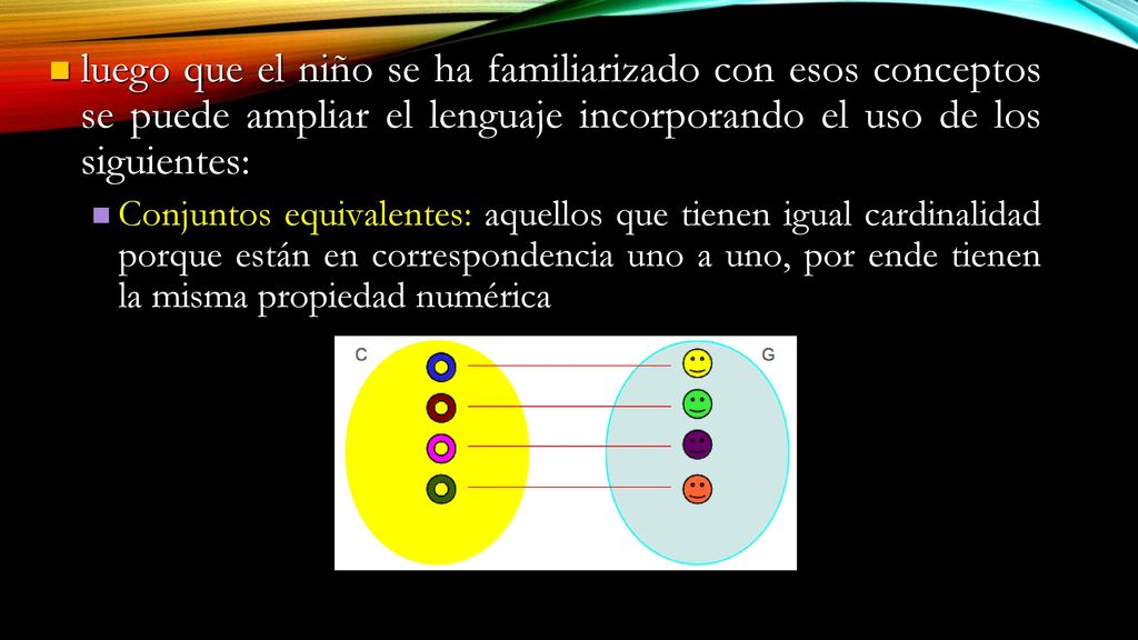 luego que el niño se ha familiarizado con esos conceptos se puede ampliar el lenguaje incorporando el uso de los siguientes: