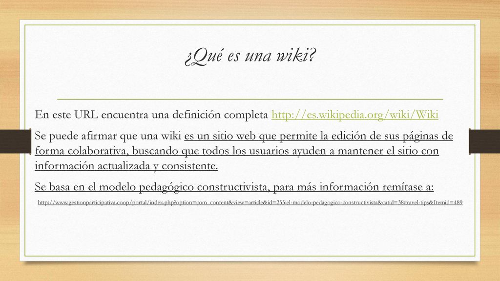 ¿Qué es una wiki En este URL encuentra una definición completa