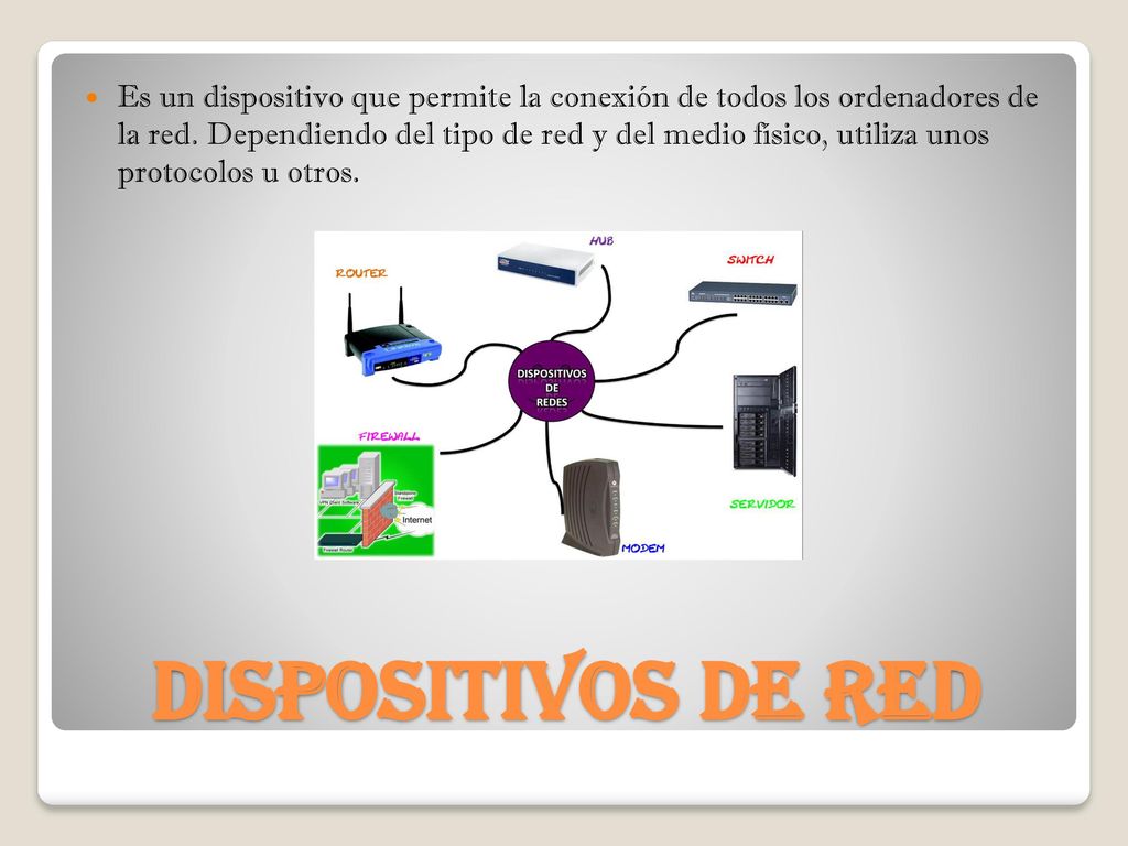 Es un dispositivo que permite la conexión de todos los ordenadores de la red. Dependiendo del tipo de red y del medio físico, utiliza unos protocolos u otros.