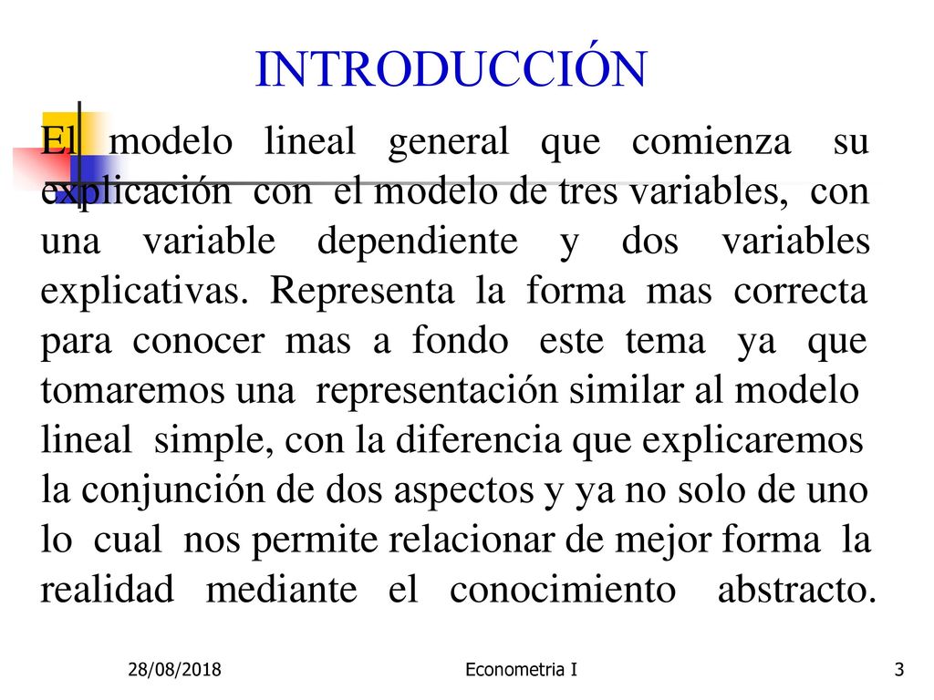 ECONOMETRIA I 3. MODELO LINEAL DE TRES VARIABLES - ppt descargar