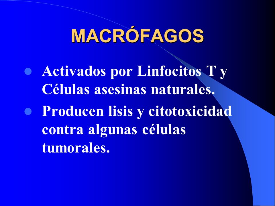 MACRÓFAGOS Activados por Linfocitos T y Células asesinas naturales.