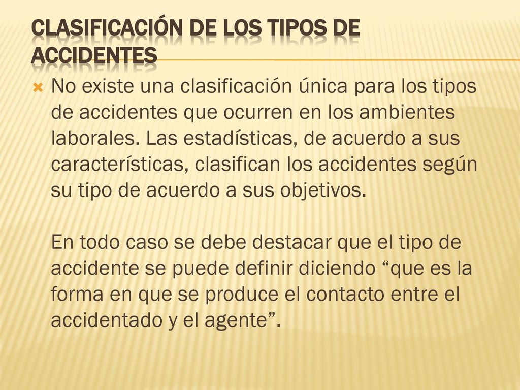 Clasificación de los tipos de accidentes