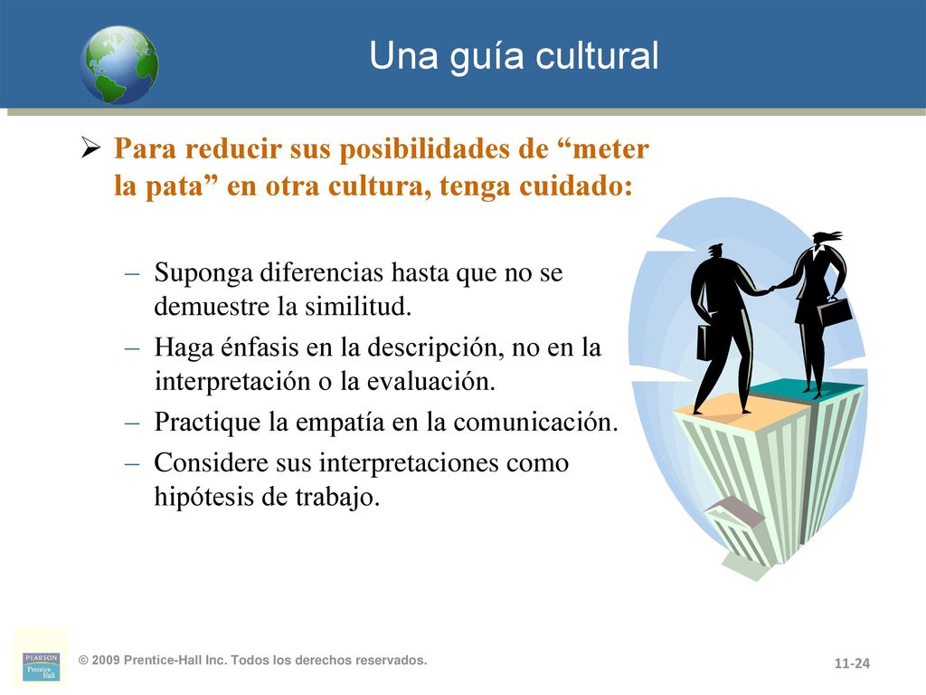 Una guía cultural Para reducir sus posibilidades de meter la pata en otra cultura, tenga cuidado: