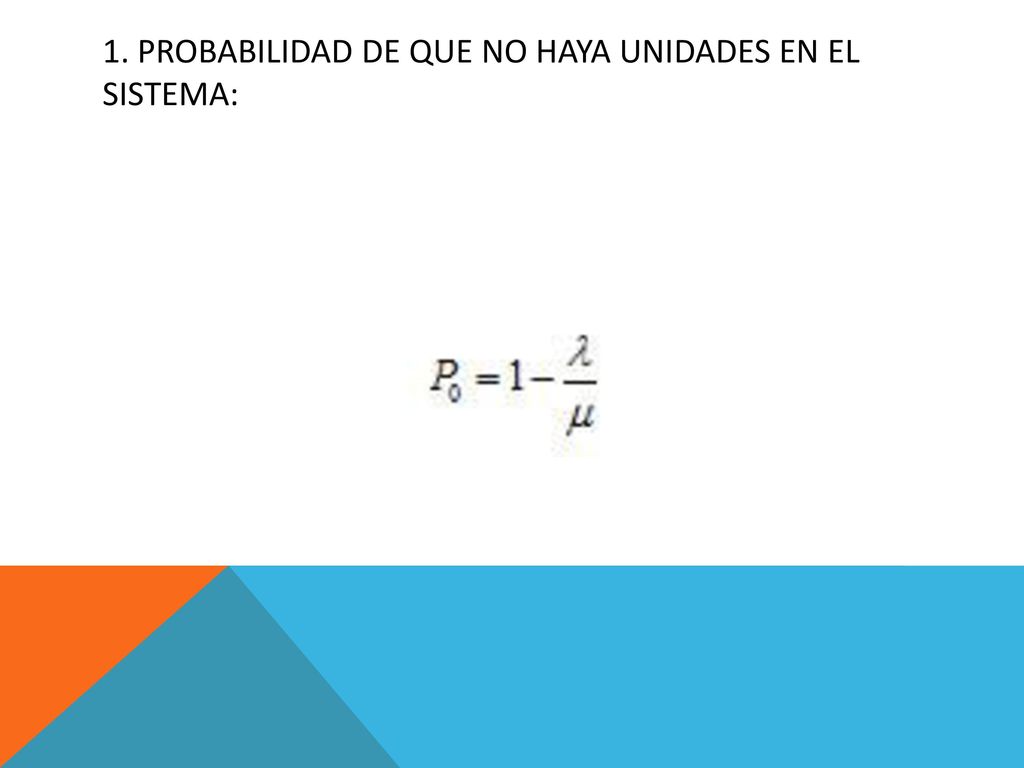 1. Probabilidad de que no haya unidades en el sistema: