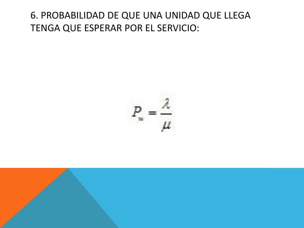 6. Probabilidad de que una unidad que llega tenga que esperar por el servicio: