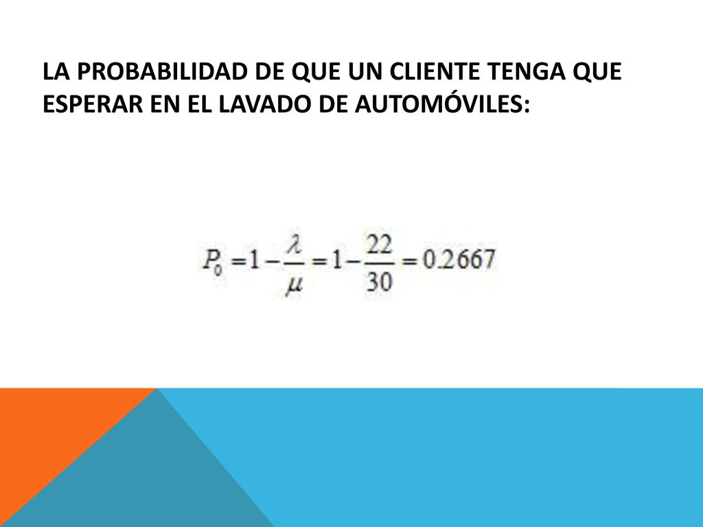 La probabilidad de que un cliente tenga que esperar en el lavado de automóviles: