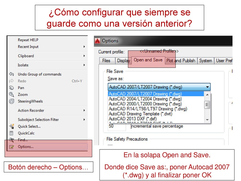 ¿Cómo configurar que siempre se guarde como una versión anterior