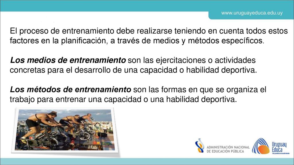 El proceso de entrenamiento debe realizarse teniendo en cuenta todos estos factores en la planificación, a través de medios y métodos específicos.