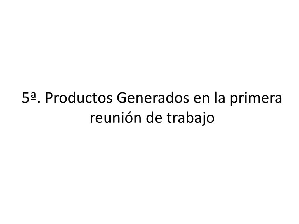 5ª. Productos Generados en la primera reunión de trabajo