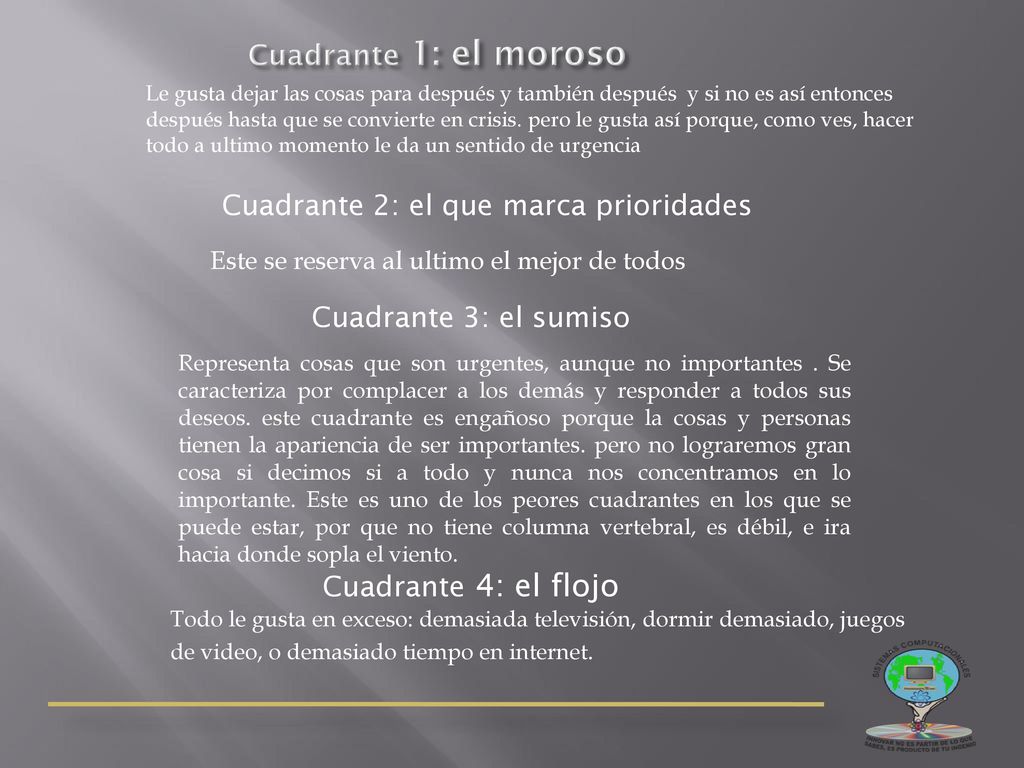 Cuadrante 2: el que marca prioridades