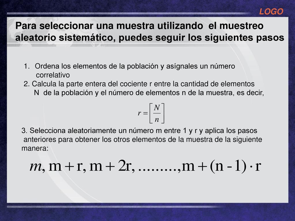 Para seleccionar una muestra utilizando el muestreo aleatorio sistemático, puedes seguir los siguientes pasos