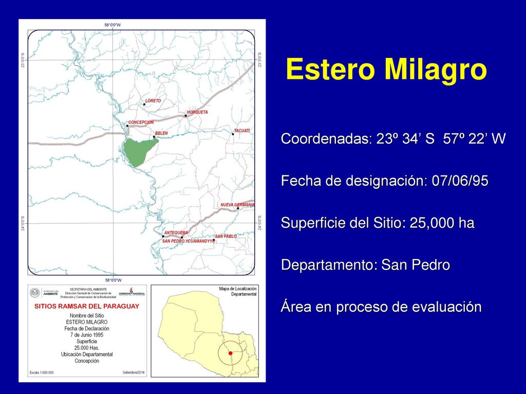 Estero Milagro Coordenadas: 23º 34’ S 57º 22’ W