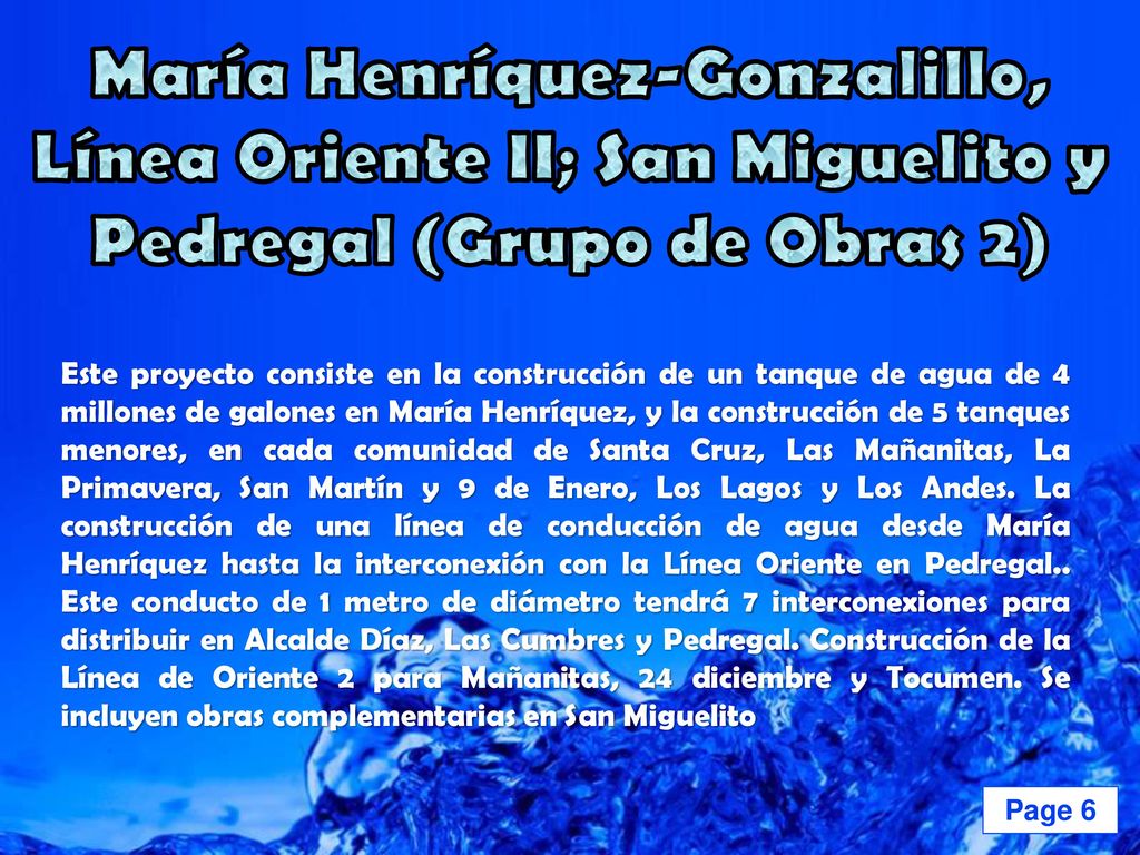 María Henríquez-Gonzalillo, Línea Oriente II; San Miguelito y Pedregal (Grupo de Obras 2)
