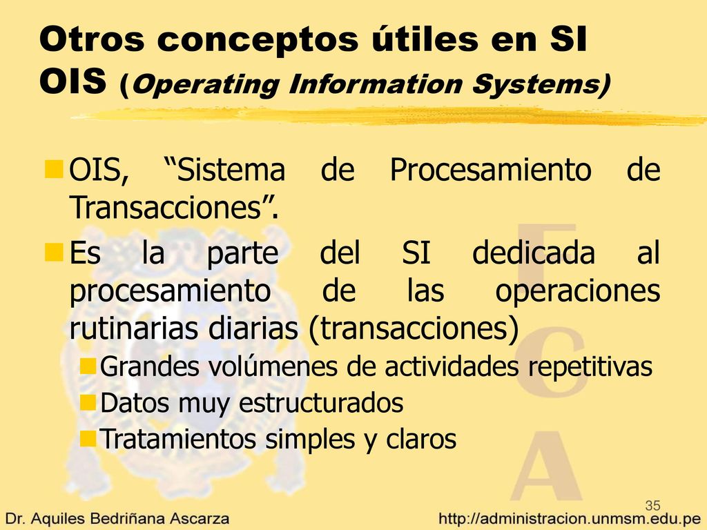 Otros conceptos útiles en SI OIS (Operating Information Systems)