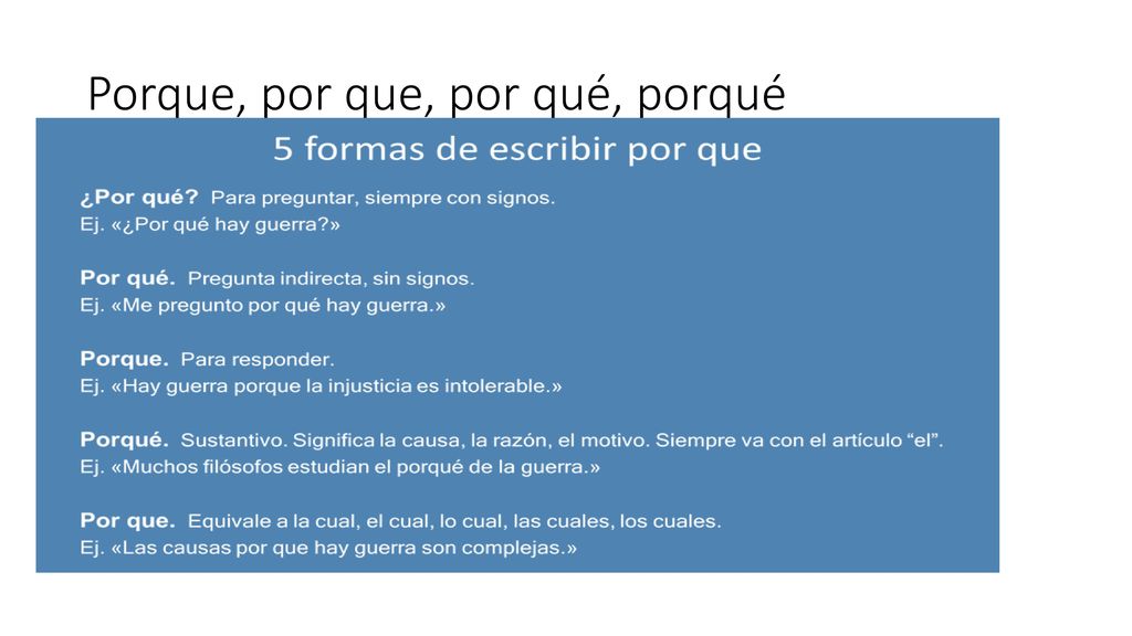 Porque, por que, por qué, porqué