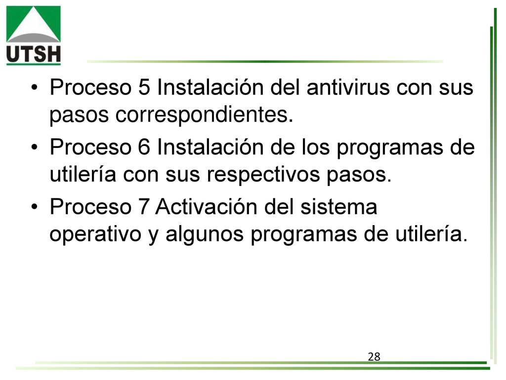 • Proceso 5 Instalación del antivirus con sus pasos correspondientes