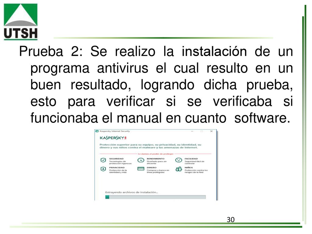 Prueba 2: Se realizo la instalación de un programa antivirus el cual resulto en un buen resultado, logrando dicha prueba, esto para verificar si se verificaba si funcionaba el manual en cuanto software.