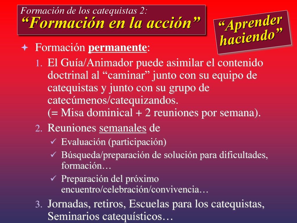Formación de los catequistas 2: Formación en la acción