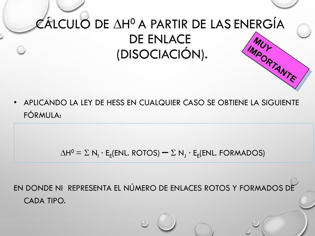 Cálculo de H0 a partir de las Energía de enlace (disociación).