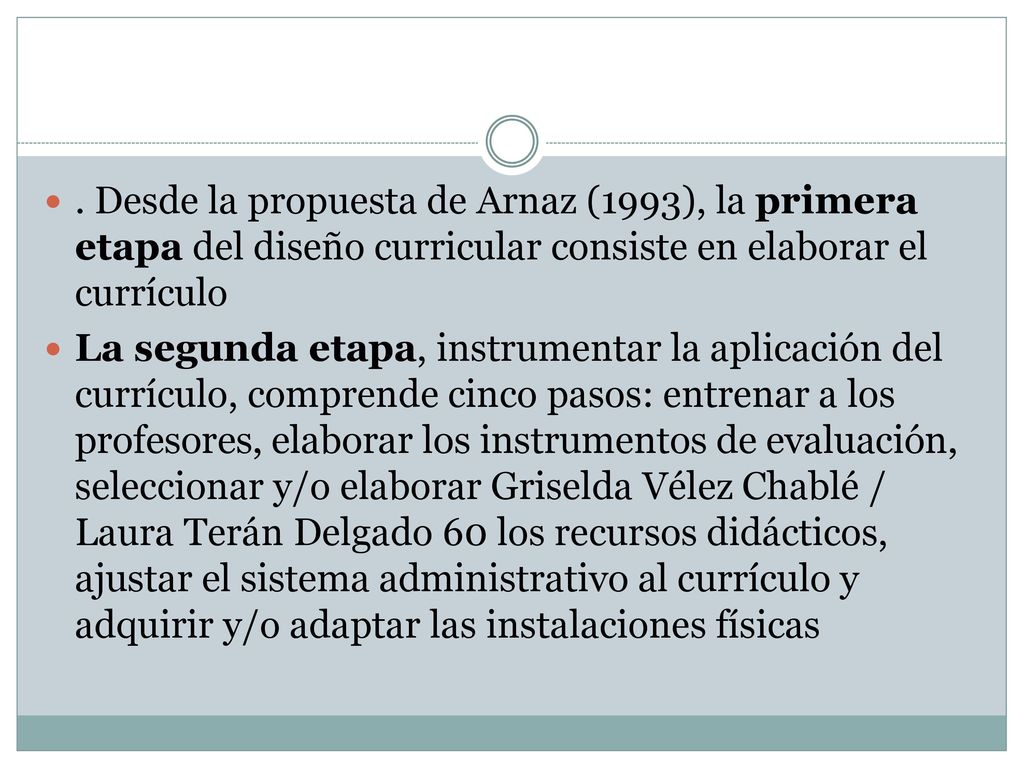 . Desde la propuesta de Arnaz (1993), la primera etapa del diseño curricular consiste en elaborar el currículo