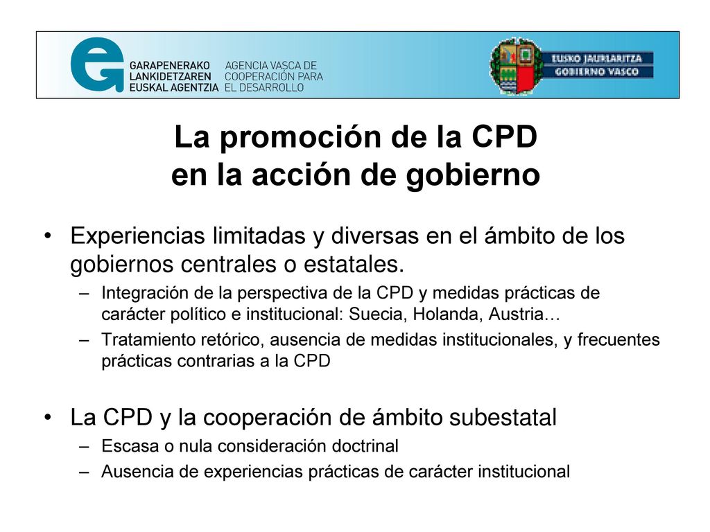 La promoción de la CPD en la acción de gobierno