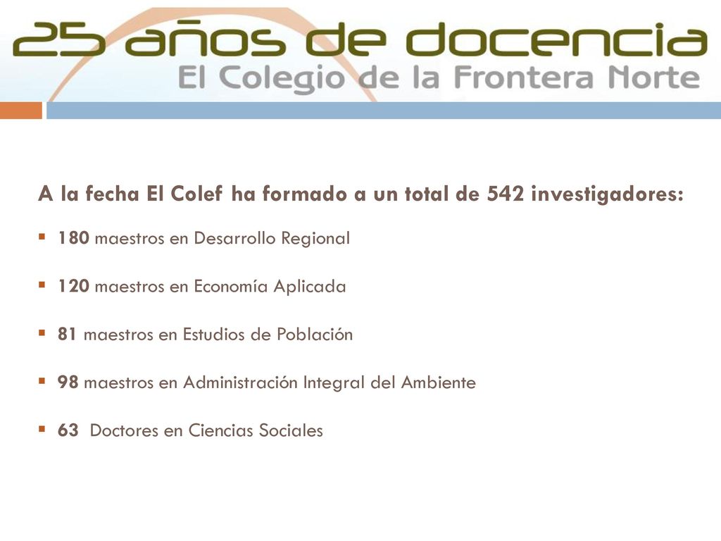 A la fecha El Colef ha formado a un total de 542 investigadores: