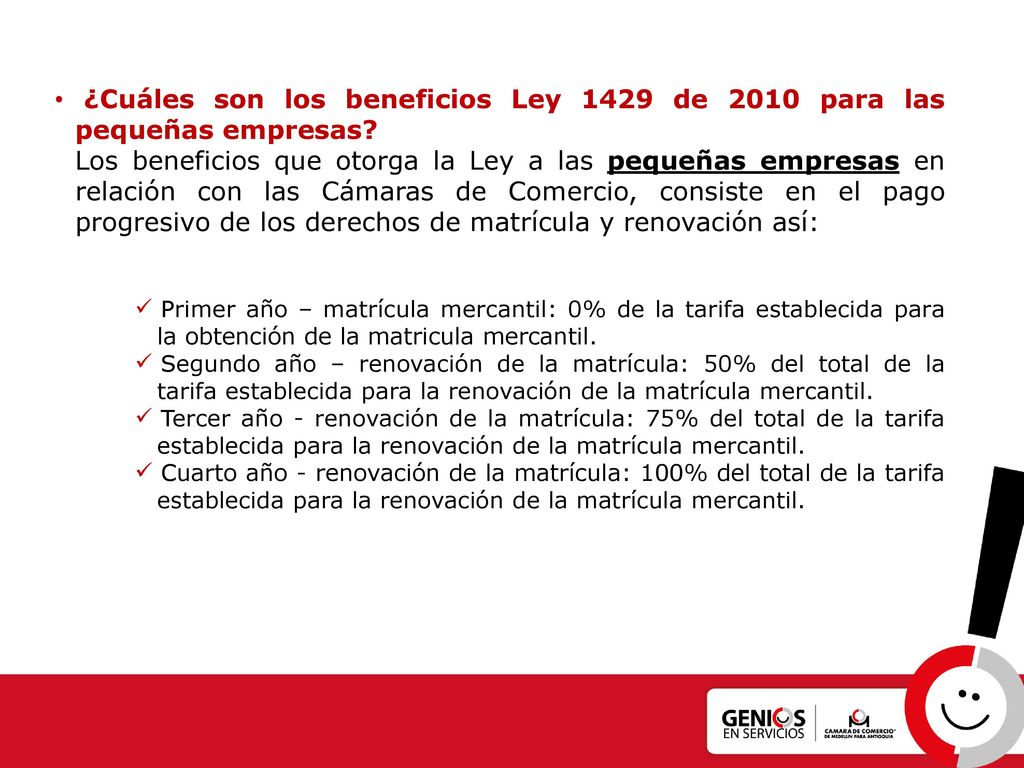 ¿Cuáles son los beneficios Ley 1429 de 2010 para las pequeñas empresas